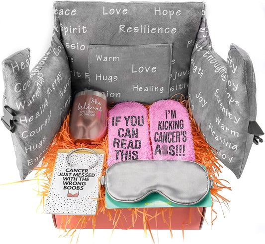 Breast Cancer Gifts for Women, Get Well Soon Gifts for Women, Breast Cancer Awareness Care Package with Mastectomy Pillow