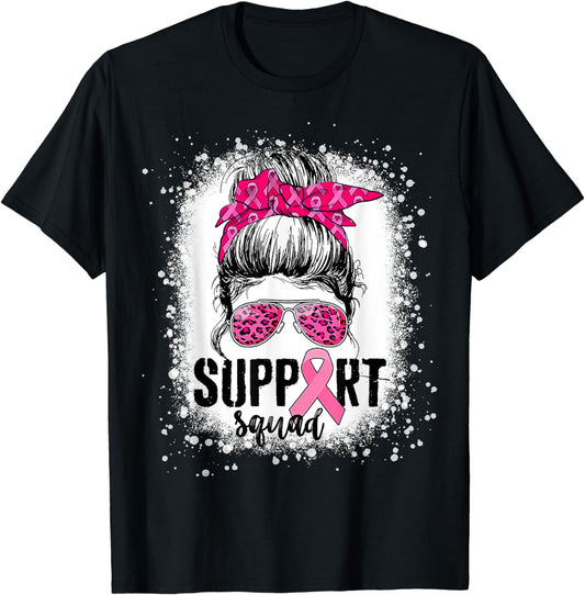 Support Squad Messy Bun Pink Warrior  T-Shirt